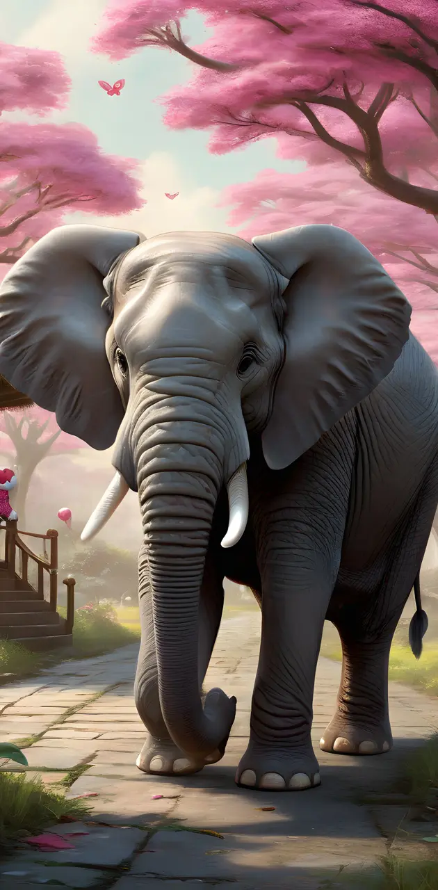 an elephant standing in a garden