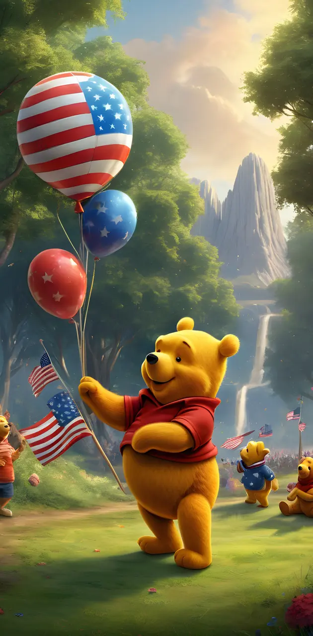 4th of July 3d Pooh Bear