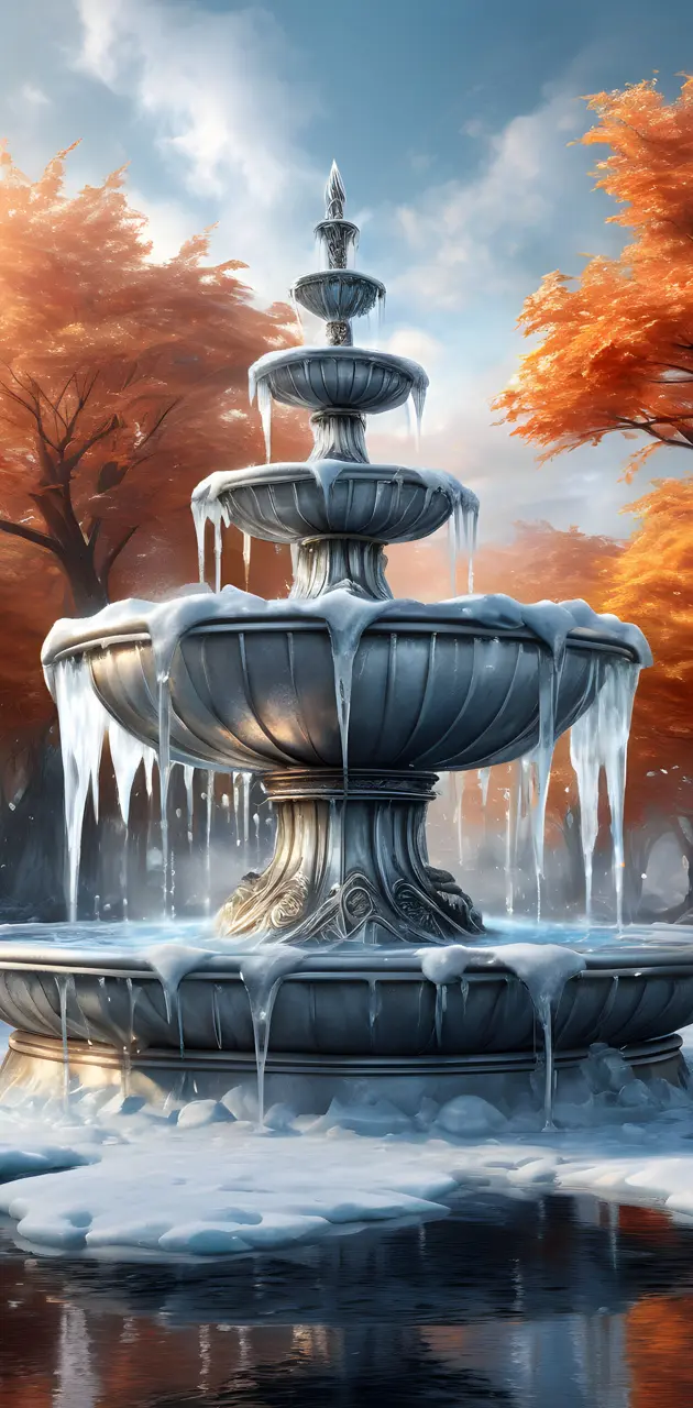 Winter fountain in Autumn