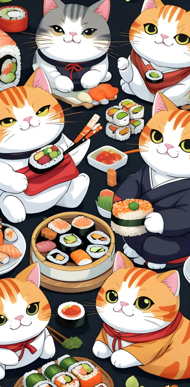 Chubby sushi cats