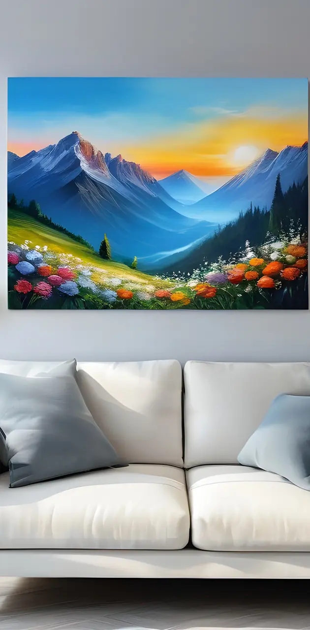 a painting on a wall in the living room
