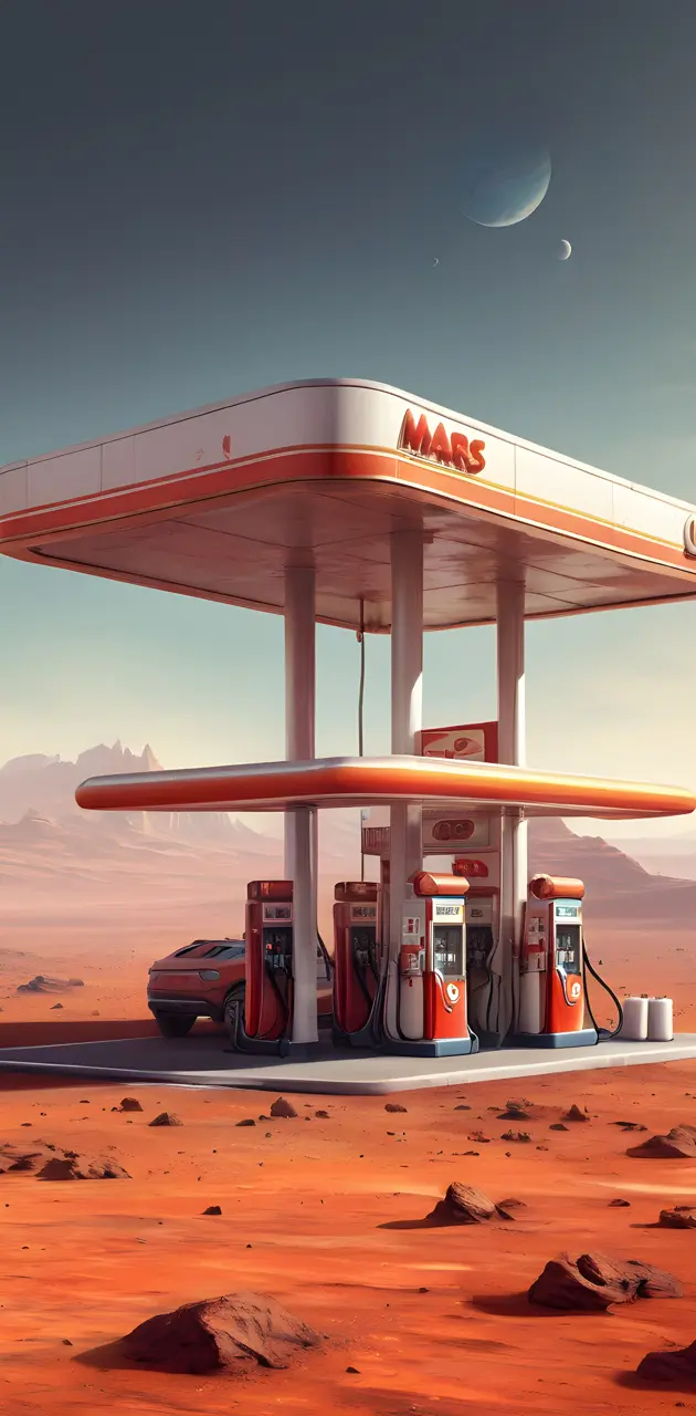 a gas station in the desert