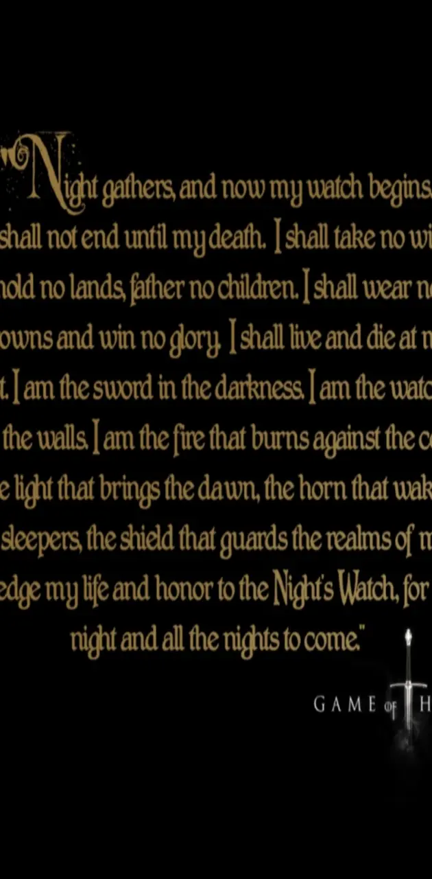 Nights Watch Oath