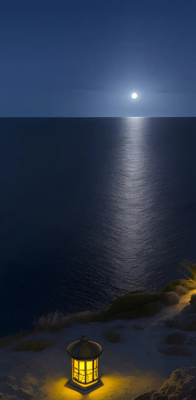 Ocean Lighthouse moon