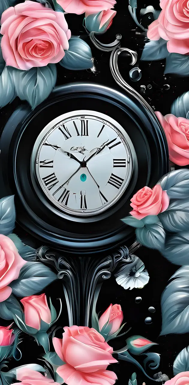 a clock surrounded by flowers,acquainted Mind