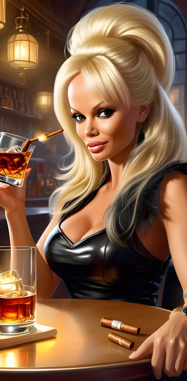 Pamela Anderson in bar