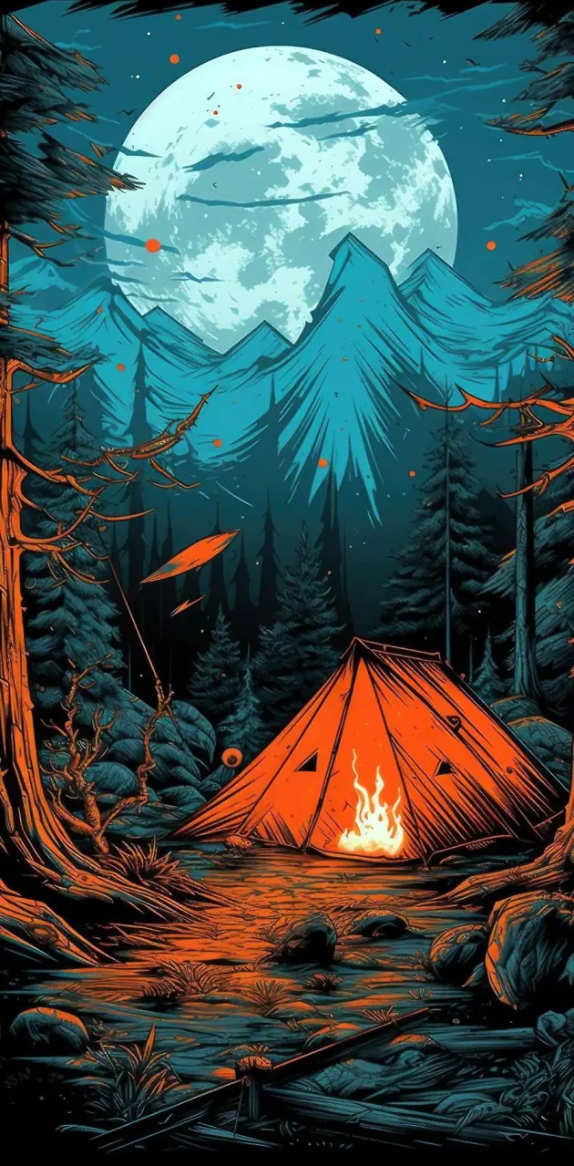 Night Camping Vector