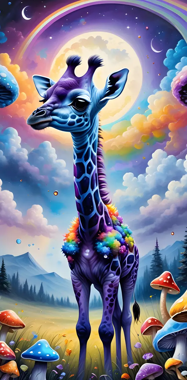 Rainbow Giraffe Scene