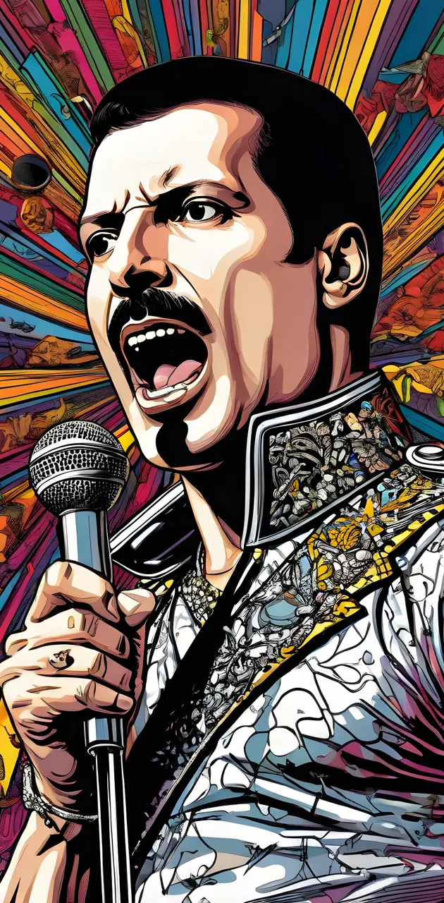 a comic book version of Freddy Mercury from Queen