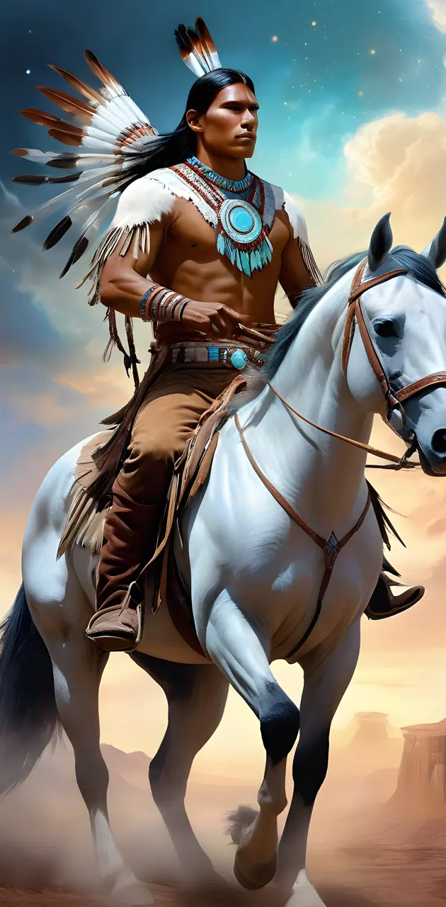native warrior on horseback