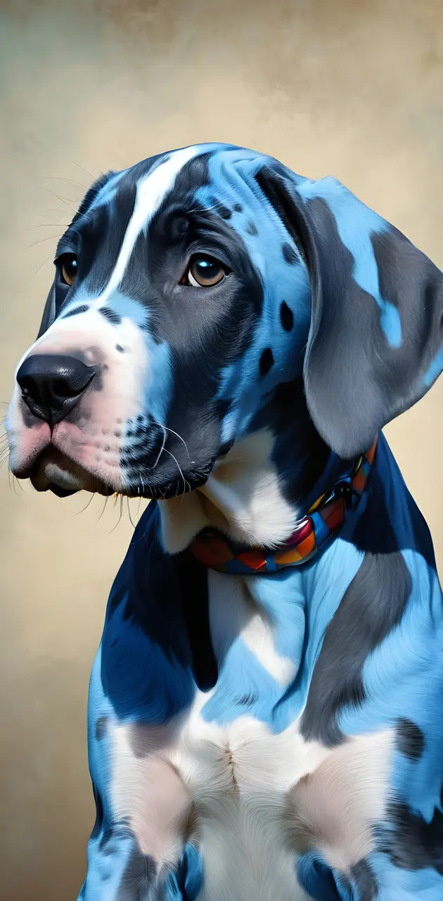 Blue harlequin great dane puppy
