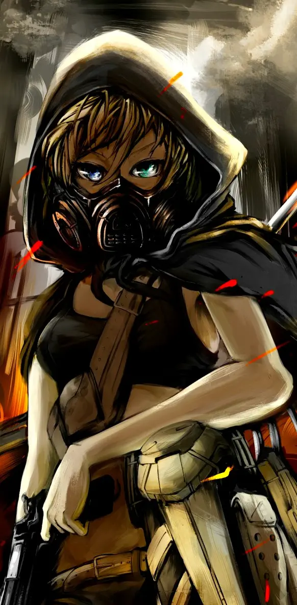 gas mask soldier anime