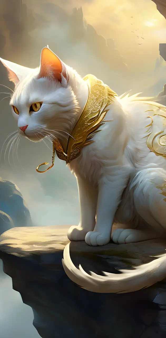 Cat with gold dragon