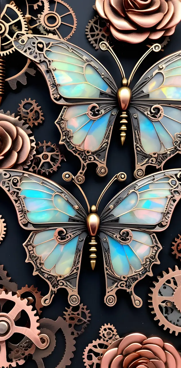 3D Metal Opal Butterflies