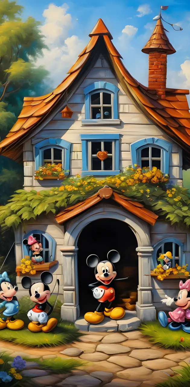 Mickey mouse and his friends and their house
