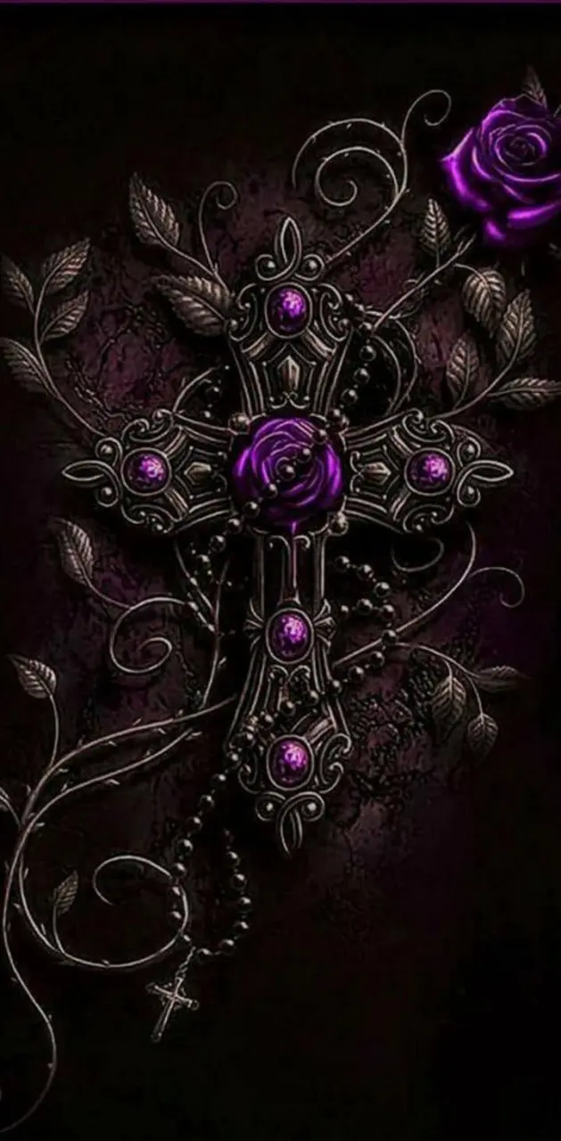 Crucifix Purple Rose