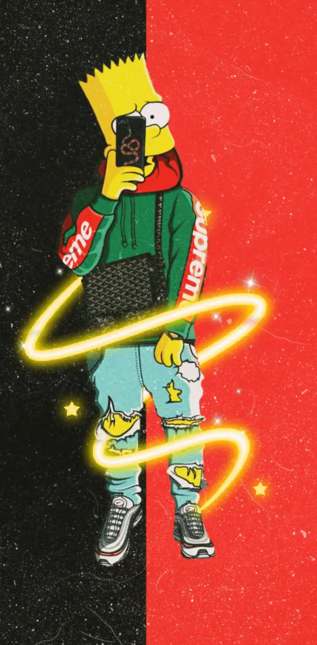 Download Black Supreme Bart Simpson Wallpaper