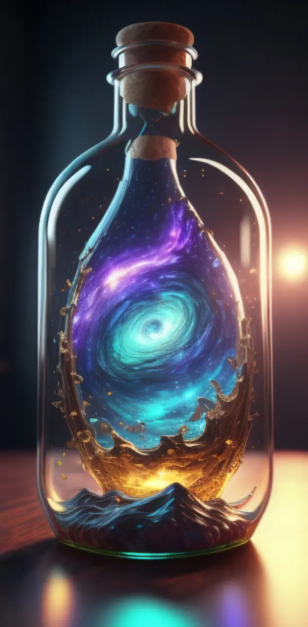 Galaxy in glass bottle