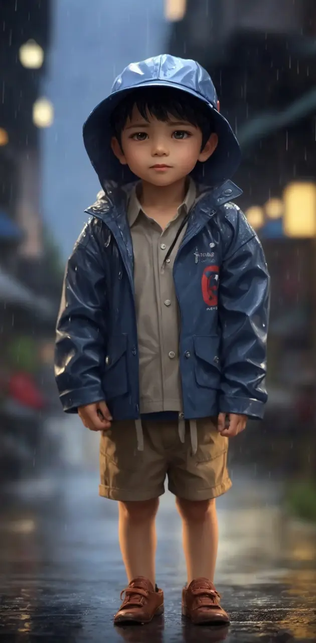 Boy in rain