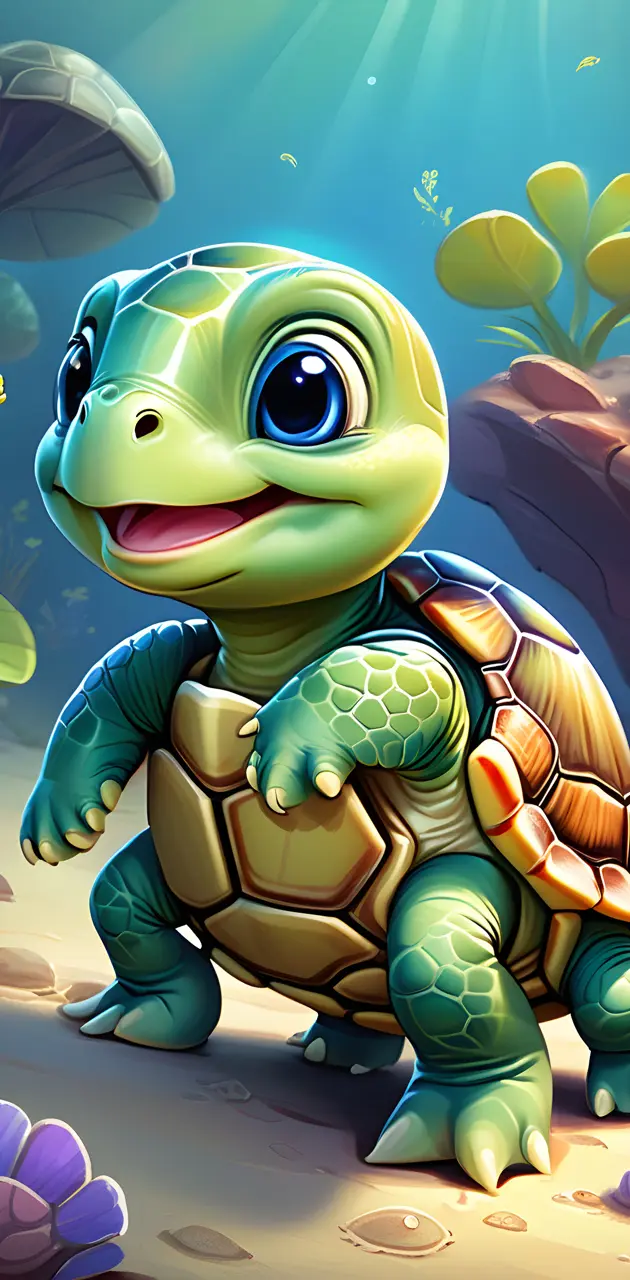Cute Happy Turtle Two
