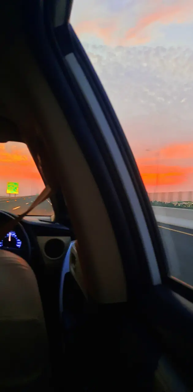 Sun rise in car