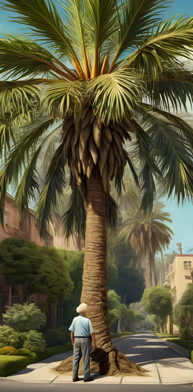 Palm tree and man