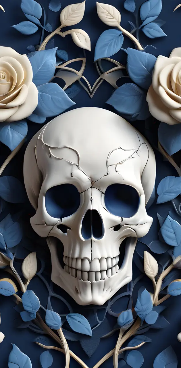 a skull with flowers on it