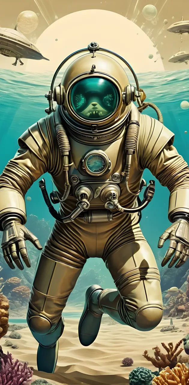 beige ocean floor diver diving