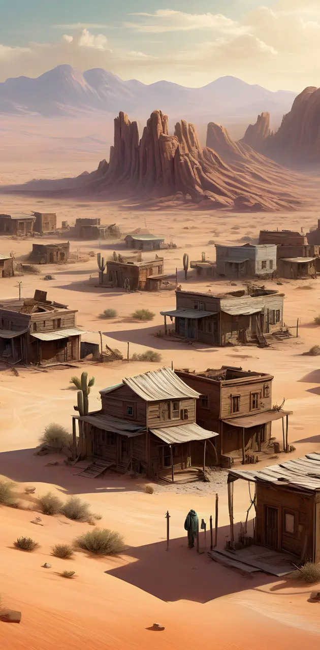 a group of buildings in a desert