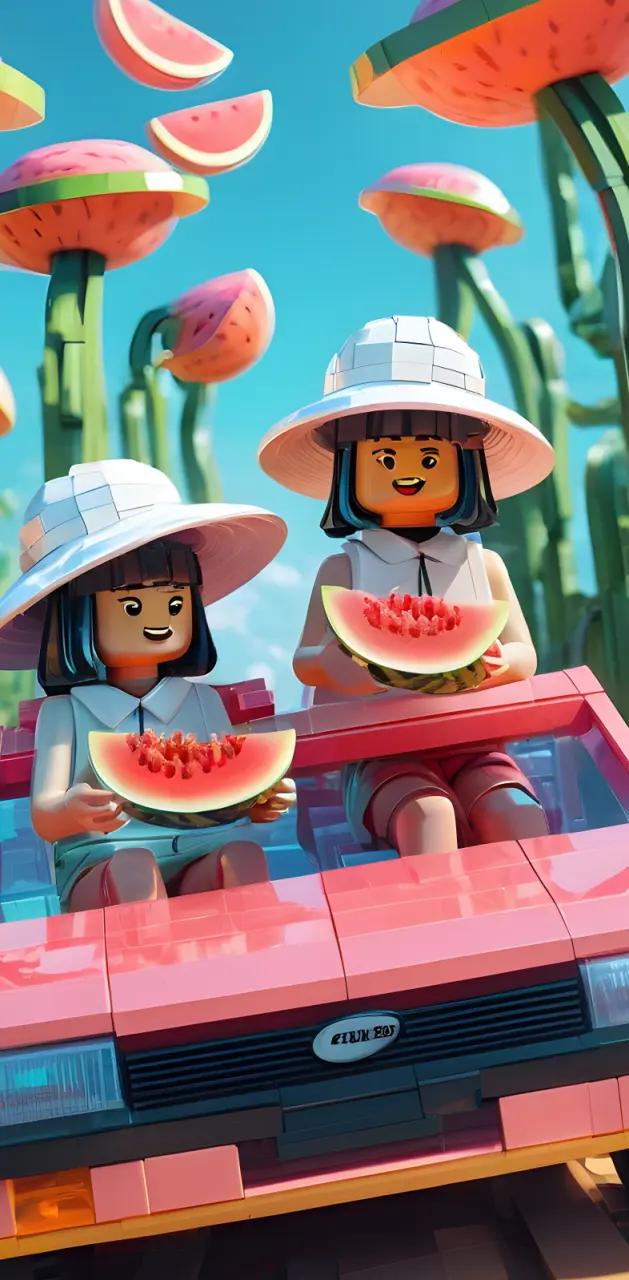 Lego Girls eating melos