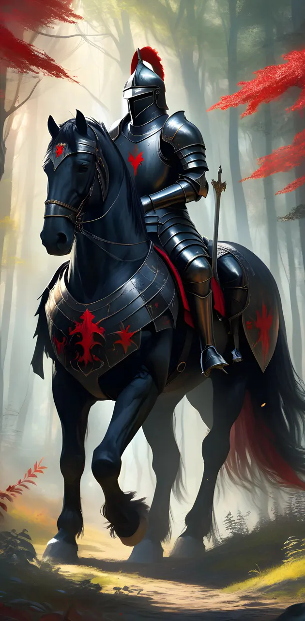 Black knight on black war horse
