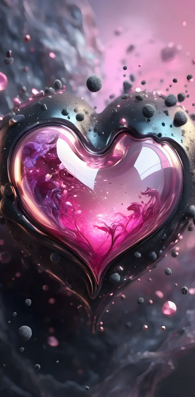 a pink and black heart