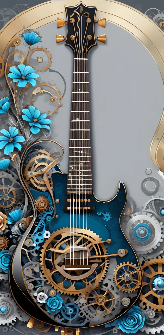 a guitar with flowers