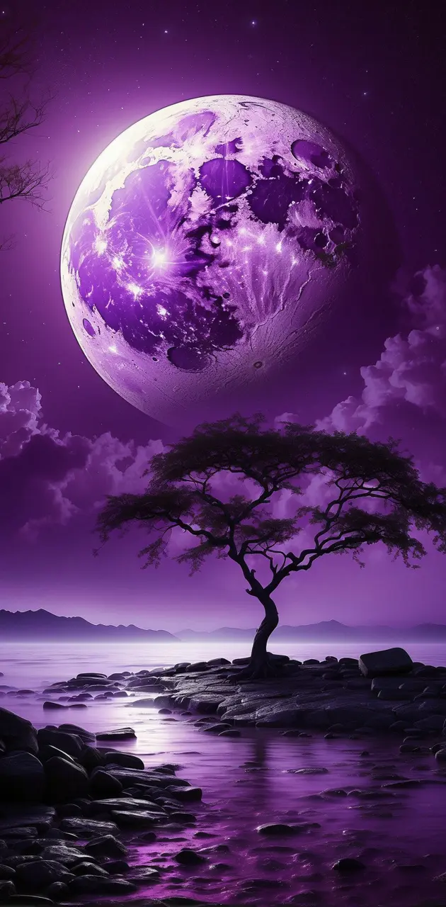 Purple color moon
