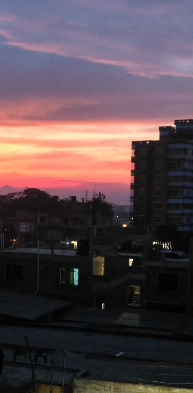 City sunset sky