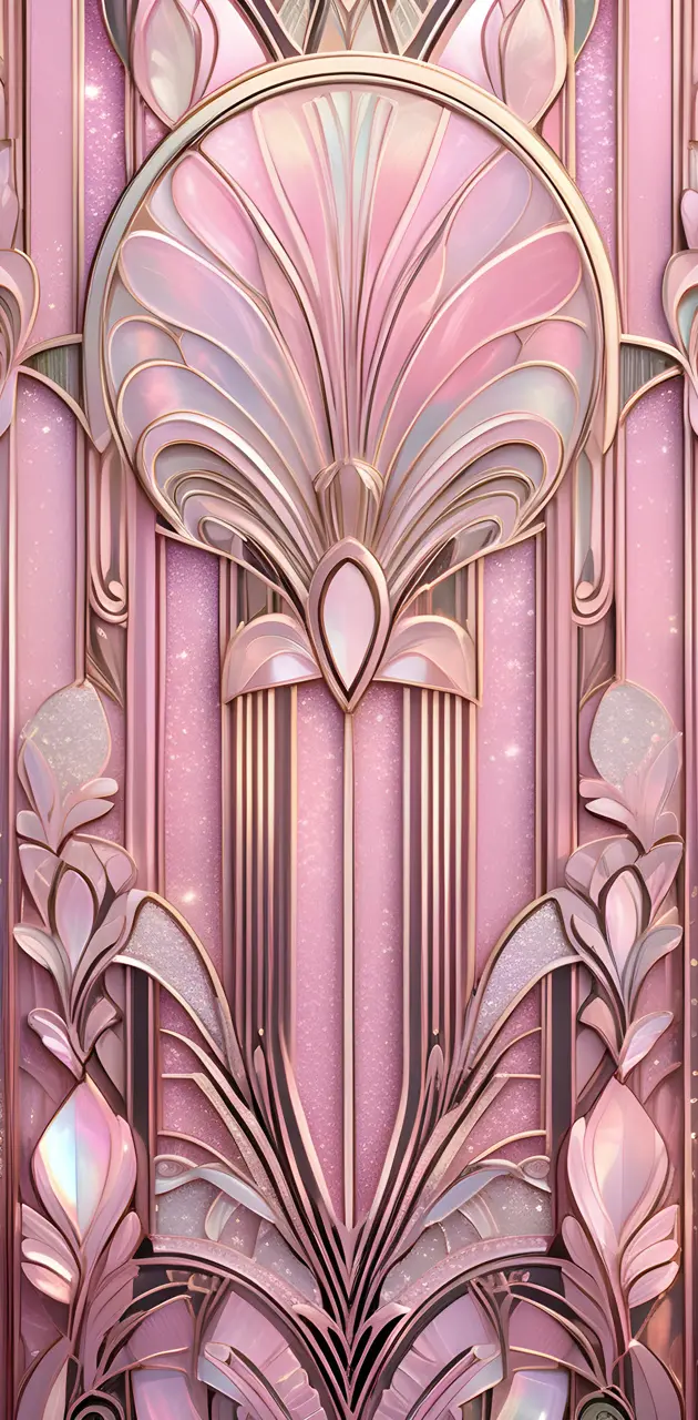 blush pink iridescent art deco nouveau pattern