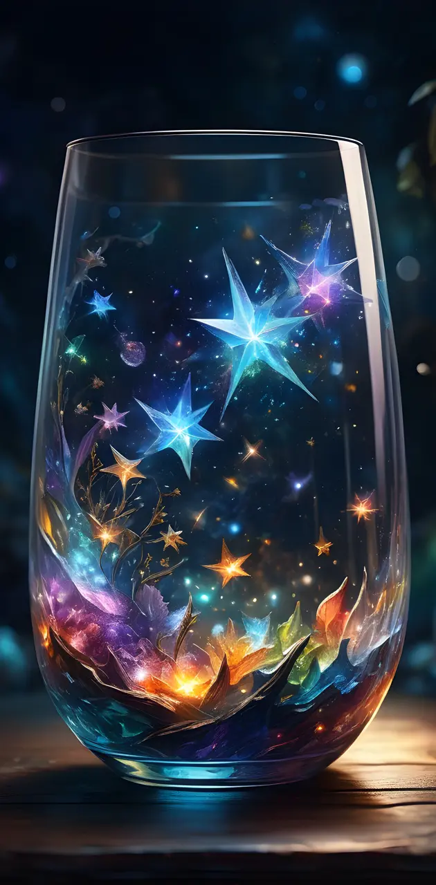 a glass with colorful lights 2
