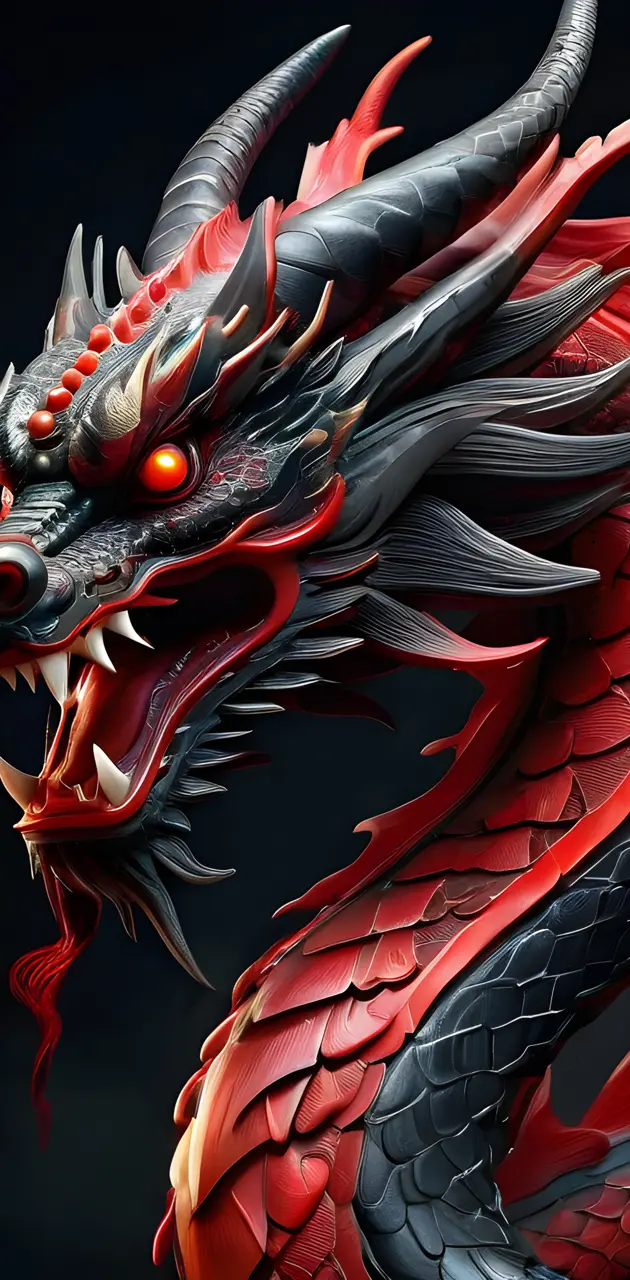 Chinese dragon red and black