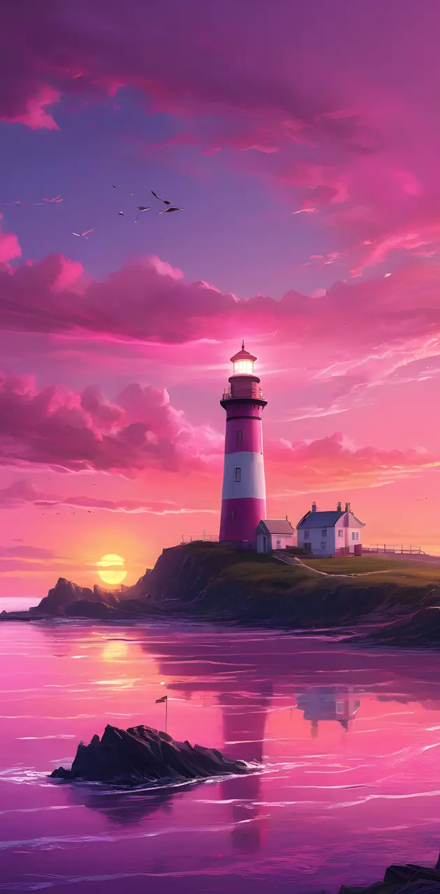 a lighthouse on a small island