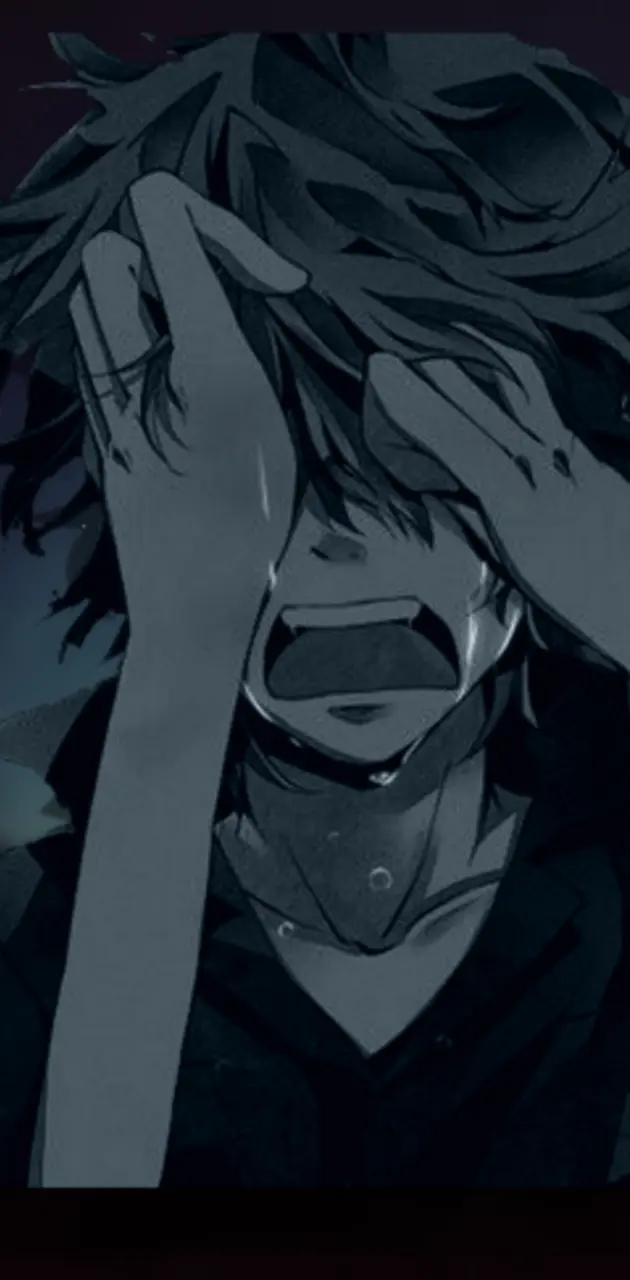 Crying anime boy