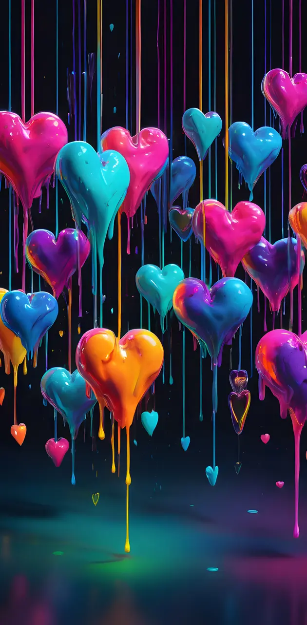 melting colorful hearts