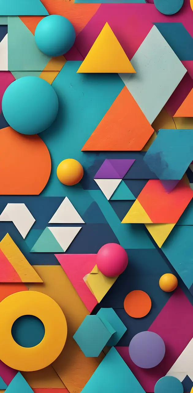 brightly colored geometric shapes