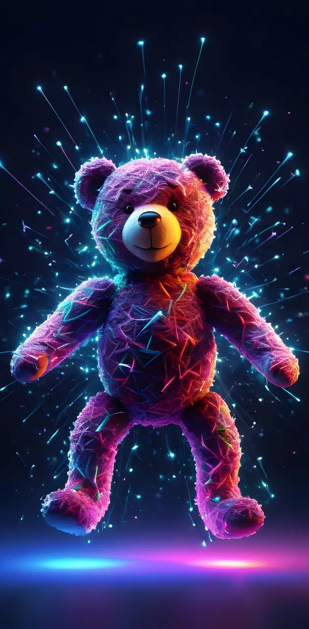 a stuffed bear on a stage