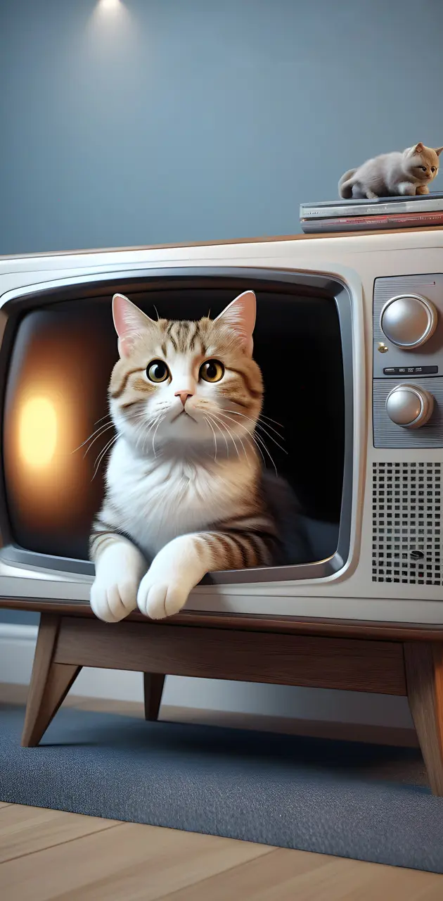 Cute cat in a tv