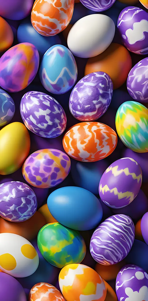 a pile of colorful eggs