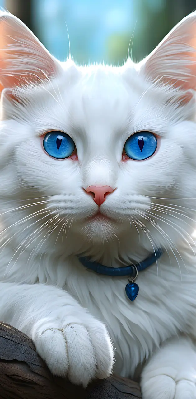 a white cat with blue eyes