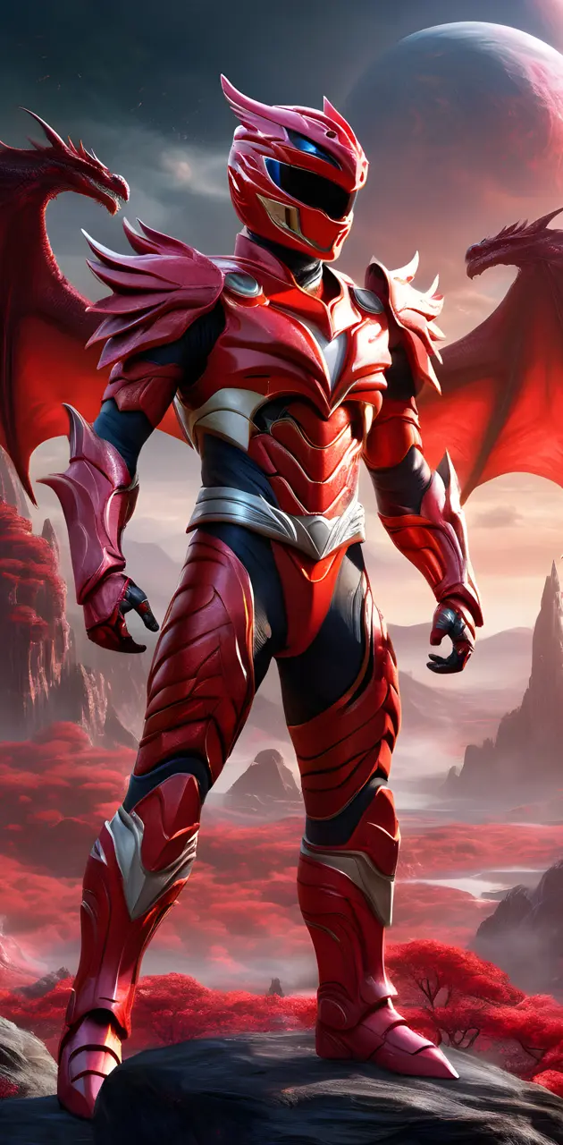 Red Ranger with dragon armor