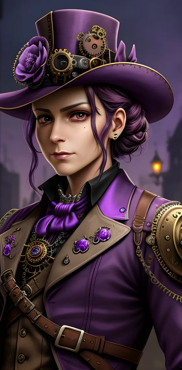 Steam punk lady in purple