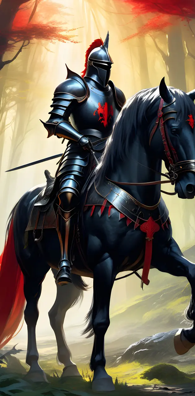 Black knight on warhorse