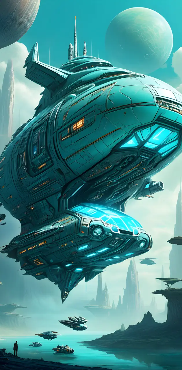 turquoise spaceship